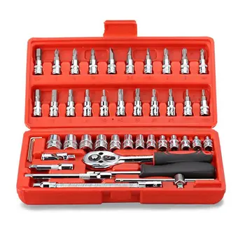 

46pcs 1/4-Inch Socket Set Car Repair Tool Ratchet Torque Wrench Combo Tools Kit Auto Repairing