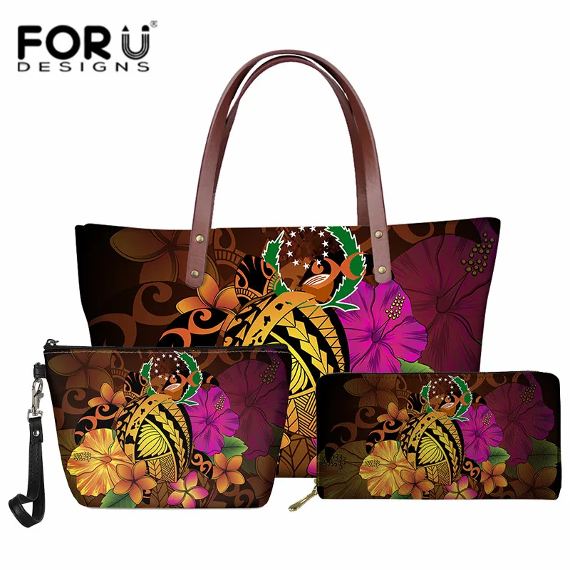 

Модная сумка на плечо Pohnpei, женская сумка, Гавайские волны, полинезийская черепаха, гибискус, стильные сумки с верхними ручками, кошелек, сумка