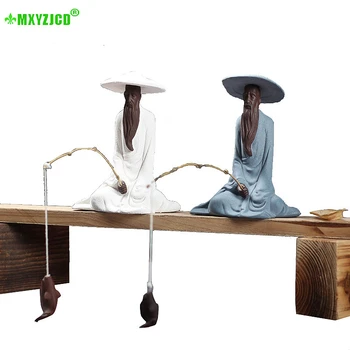 

Old Man Hook Fish Ceramic Ornaments Fish Tank Landscaping Sculpture Home Office Tea Table Character Decorations Craft Gifts