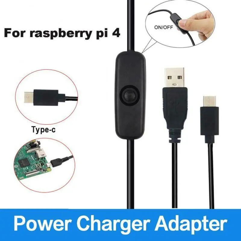Мощность Кабель-адаптер 5В 3A USB к Тип-C Питание шнур с вкл/выкл кнопка для Raspberry Pi 4 |