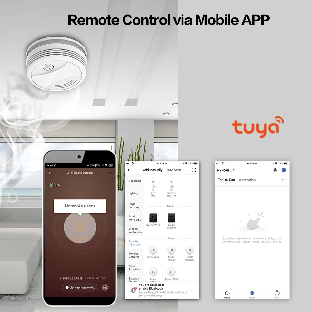 PGST PA443 WiFi детектор дыма Tuya Smart Life пожарная система дымовой сигнализации для дома