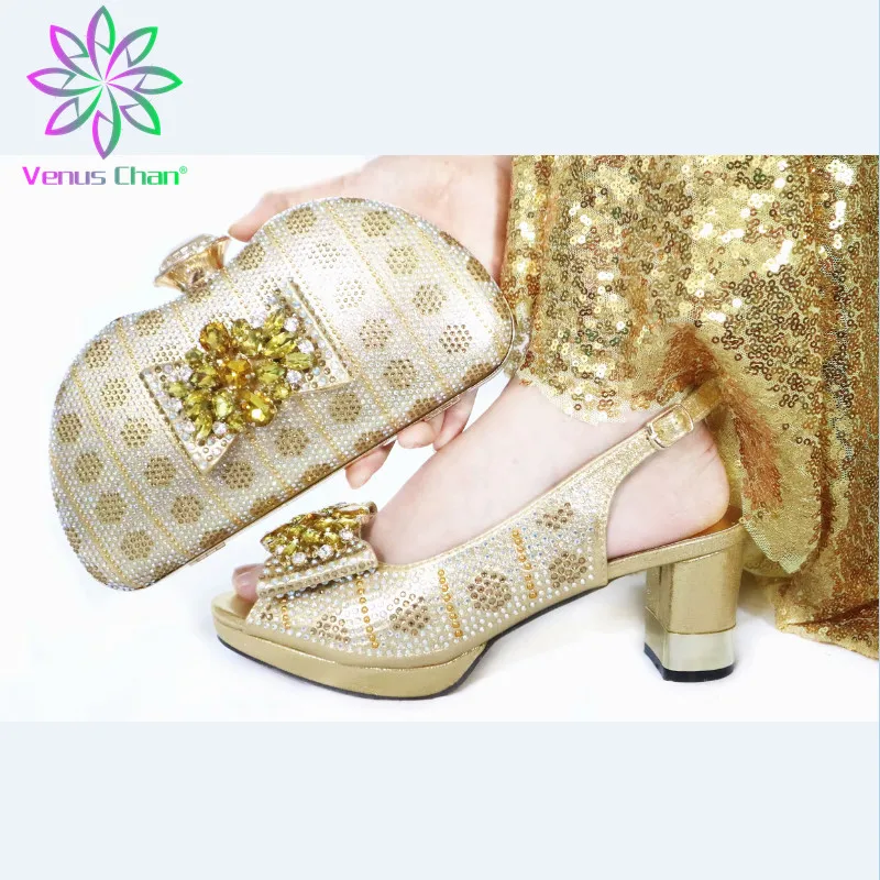 gold sandals and matching bag