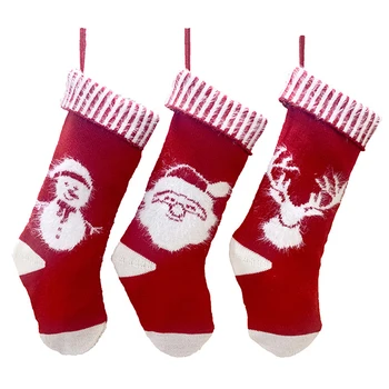

1Pc Christmas Knitted Socks Fireplace Hanging Decoration Socks Gift Christmas Tree Decoration Cute Exquisite Candy Gift Bag