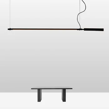 

Post-modern Long Bar LED Pendant Lights Black Iron Home Decor Kitchen Lighting Fixture Nordic Minimalism Study Reading Lighting