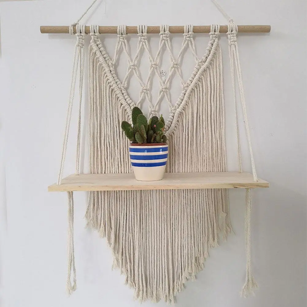 Hand Woven Wall Hangings Macrame Tapestry Bohemian Home Geometric Art Decor Flowerpost Holder Home Decoration Hanging Ornaments