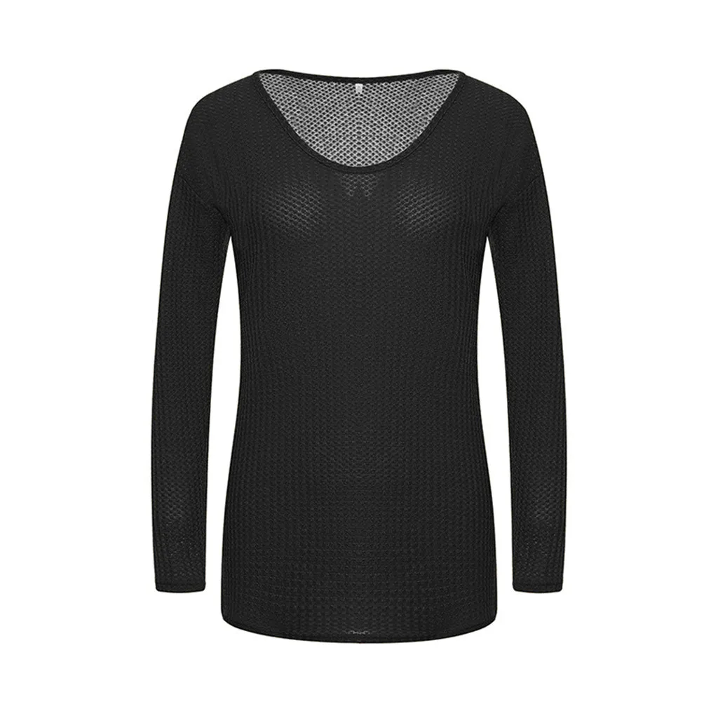 Jaycosin Fashion Casual Lady Long Sleeve V-neck Sweater Stylish Comfortable Soft Solid Color Knitting Slim Blouse Sweater Tops