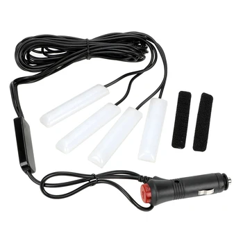 

LEEPEE Bluetooth APP Sound Music Control Atmosphere Lamps 4pcs Car LED Dash Floor Foot Strip Light USB Cigarette Lighter Adapter