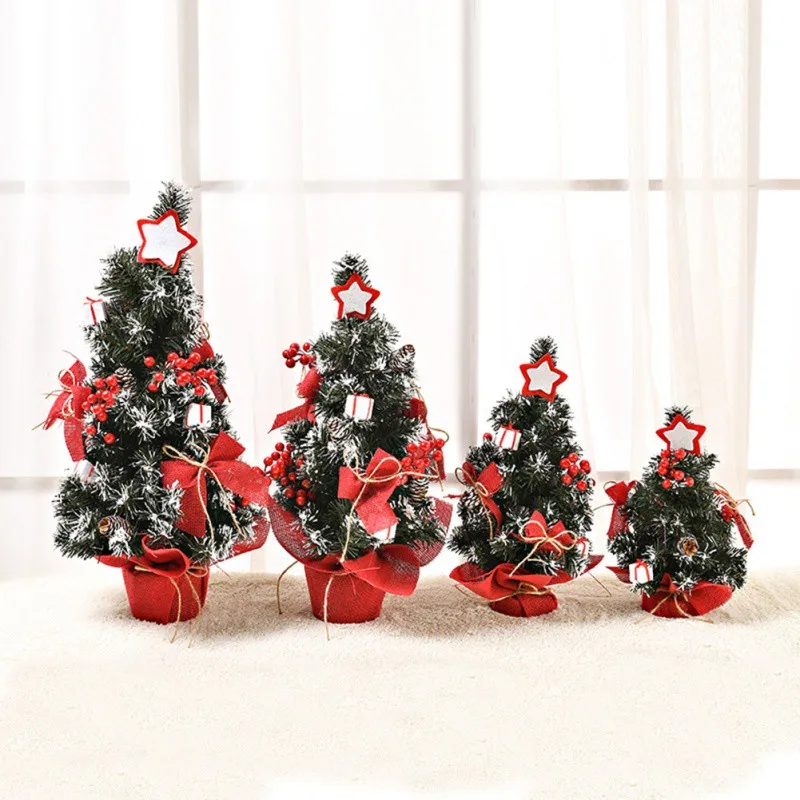 

Handmade Christmas Tree Decoration Holiday Mini Artificial Tree With Stars Ornaments Festival Miniature Tree Szie 30/40/50cm