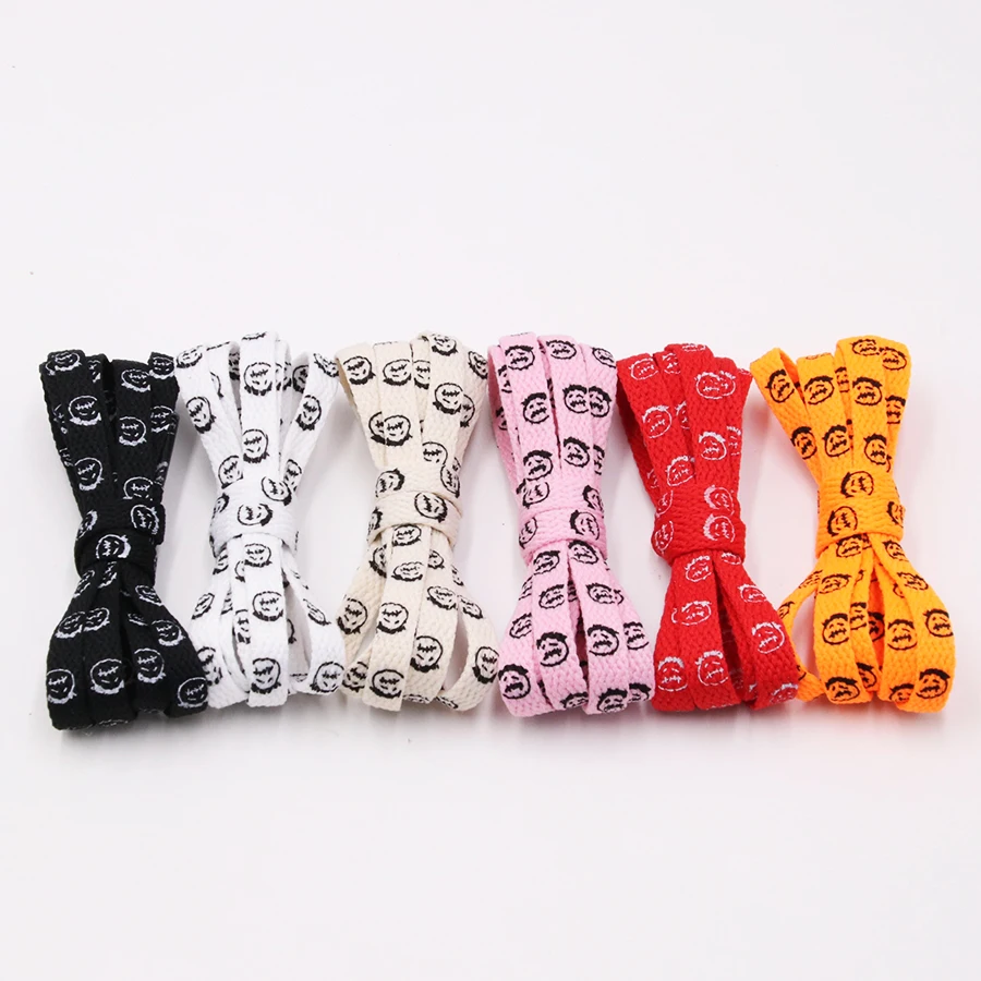 Coolstring Carton Shoe Lace Print Little Old Man Flat Polyester Shoelaces Summer Camping Shoestring Women Running Sneakers
