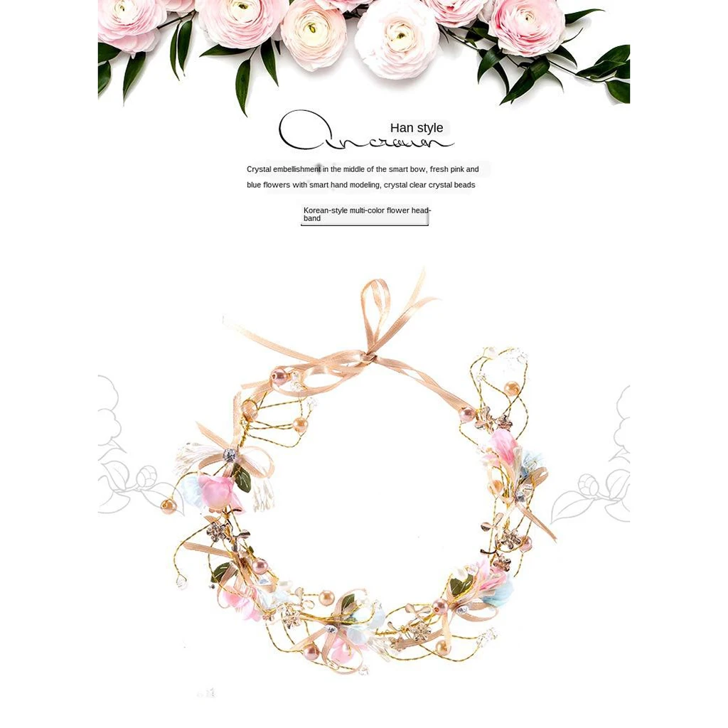 Hawaii Beach Hair Wreath Garland Wedding Party Headband Crown Headwrap for Daily & Formal Headwear