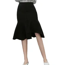 Новая Корейская версия с высокой талией, толстая Асимметричная трикотажная юбка в гонконгском стиле