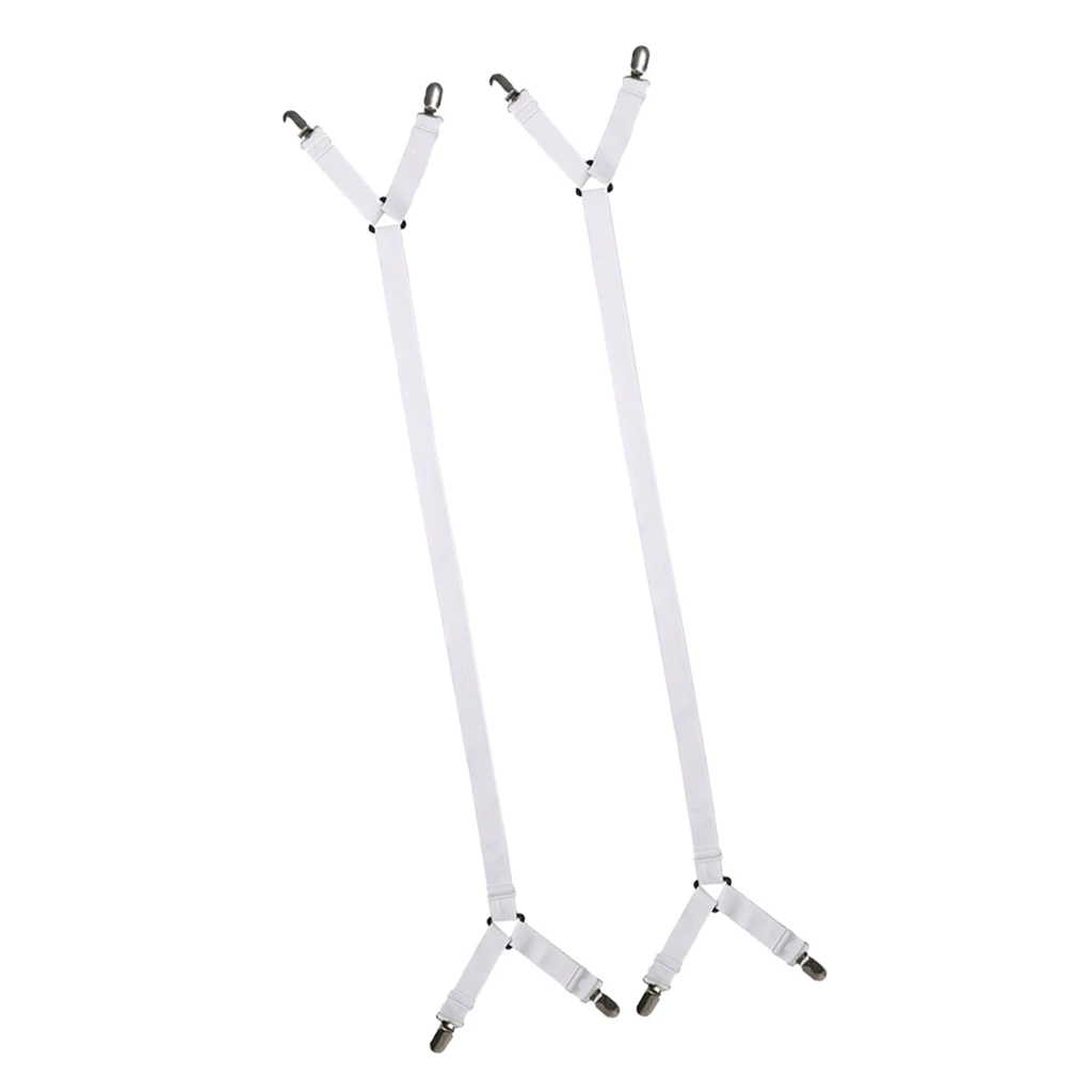 2-Piece Adjustable Straps Band, Elastic Bedsheet Fasteners, Fitted Sheet Suspenders Grippers