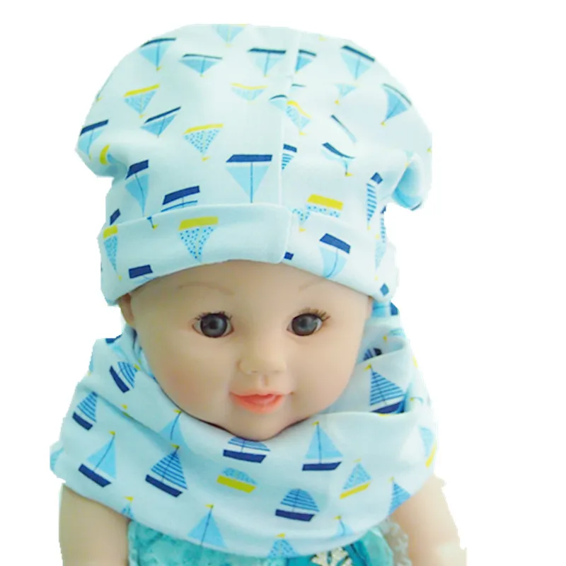 Новая хлопковая шапка со звездой+ шарф, комплекты для малышей до 3 лет, Детские воротники с героями мультфильмов, колпачки костюмы, Детские шапочки для мальчиков и девочек, аксессуары - Цвет: 6