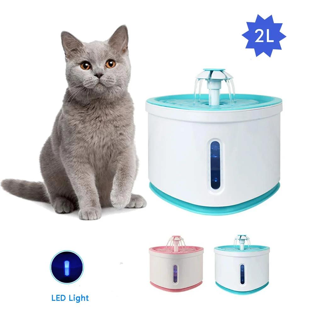 

2.0L Automatic Pet Cat Water Fountain with LED Electric USB Dogs Cats Mute Drinker Feeder Bowl Pet Drinking Fountain Dispenser