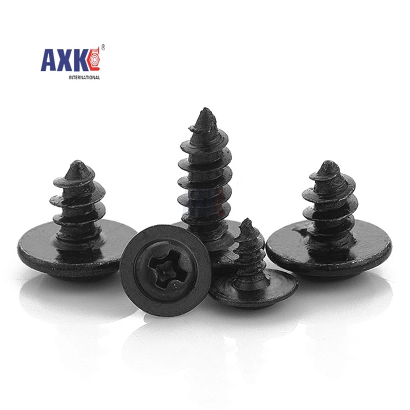 

100Pcs/lot M2 M2.5 M3 M4 PWA Black Phillips Screw Self_tapping Screws With Pad