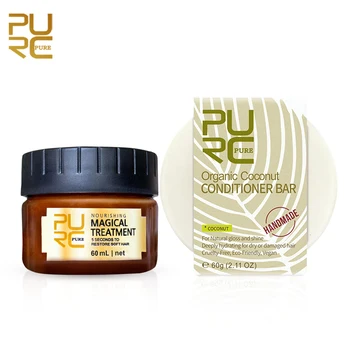 

2pcs PURC Organic Coconut Conditioner bar and 5 seconds Repairs damage hair Magical hair mask smooth shiny hair set