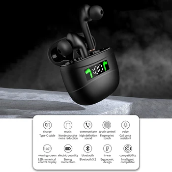 

TWS Wireless Earphones Bluetooth 5.2 IPX7 Waterproof Earphones with LED Display HD Stereo Built-in Microphone Sports Earphones