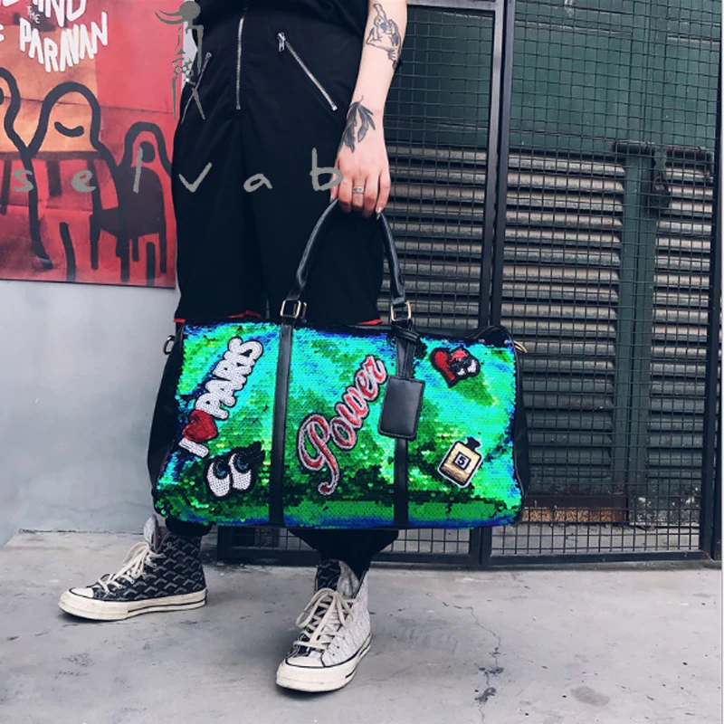 

2019 new sequins fashion trend mobile handbags short-distance travel bag leisure sports fitness shoulder bag men bag