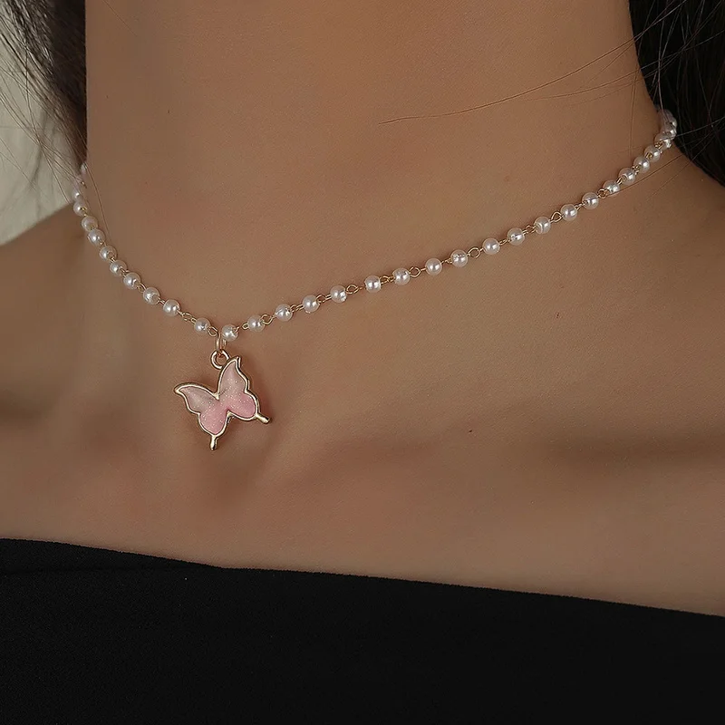 Sweet Romantic Pink Butterfly Pendant 