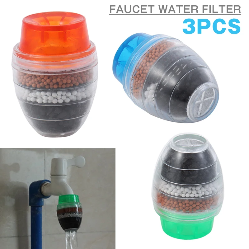 3pcs Multilayer Water Filtration Filter Home Kitchen Faucet Fitting Activated Carbon Water Filter Purifier System