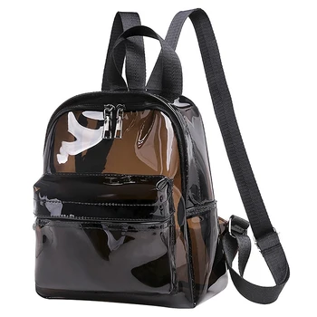 

Fashion Clear Transparent PVC See Through Mini Backpack Cute School Book Bag Black