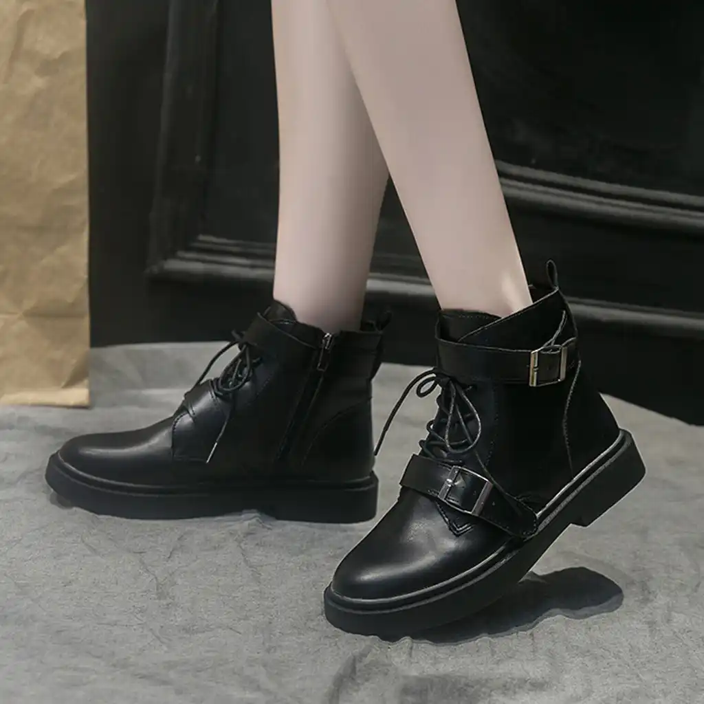 flat biker ankle boots