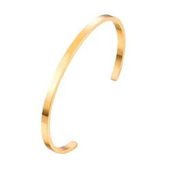 Elegant Unisex Stainless Steel Customizable Bangle Bracelet (Gold)