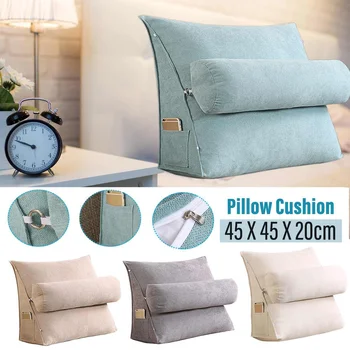 

45cm Stereo Couch Bed Triangular Backrest Pillow Waist Cushion Washable Cotton Linen Sofa Rest Household Bedroom Bedding