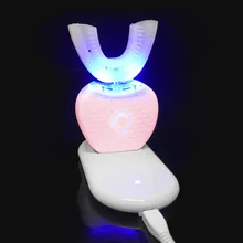 Интеллектуальная автоматическая звуковая электрическая зубная щетка с углом обзора 360 градусов, u-образная 4 режима, зубная щетка, usb зарядка, отбеливание зубов, синий светильник