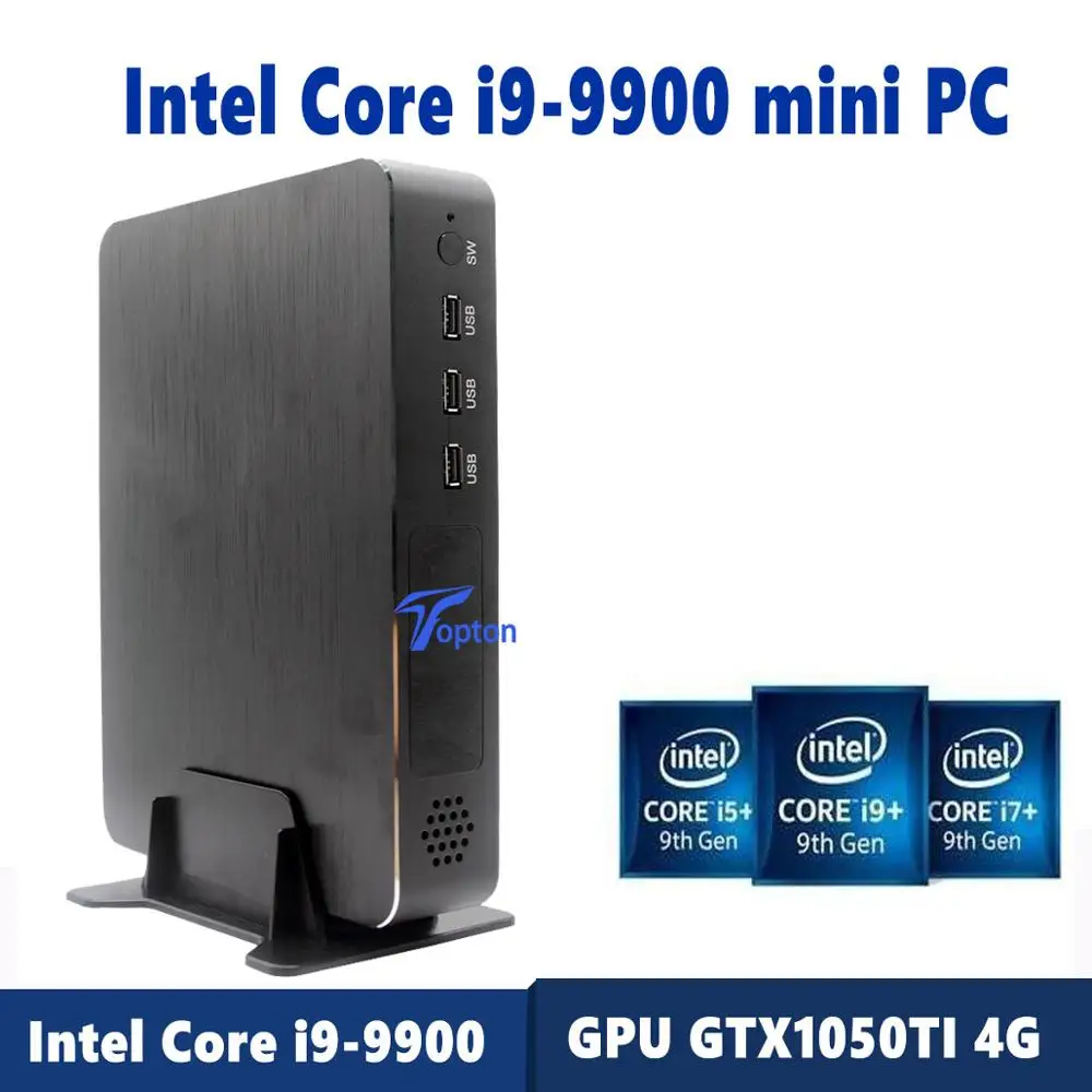 Супер мини игровой ПК Intel Core i9 9900 i7-9700F i5-9400F GPU GTX1050TI 4G Windows 10 Pro мини компьютер NVMe 2* HDMI2.0 DP ACWIFI