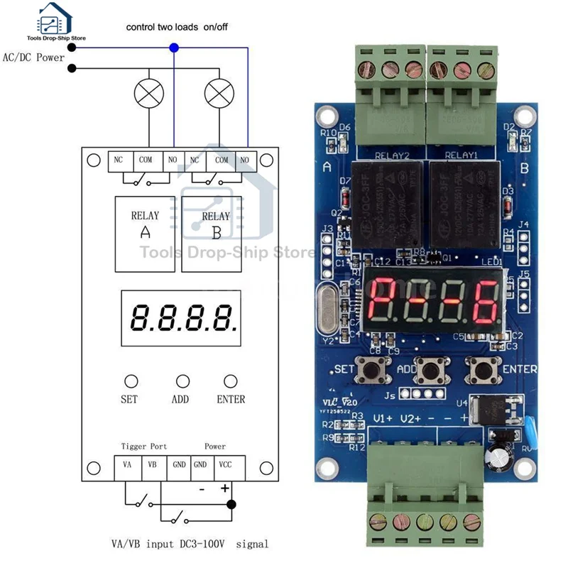 12V Dual Programmable Time Relay Module PLC Board Cycle Delay Timer 2 Voltage Detection Control VLC3.0 | Обустройство дома