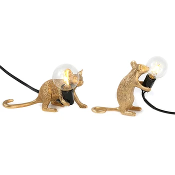 

2x Mouse Resin Table Lamps Room Decorative Table Lamp for Bedroom Bedside Lamp Desk Lamp Lighting Fixtures C /B EU Plug