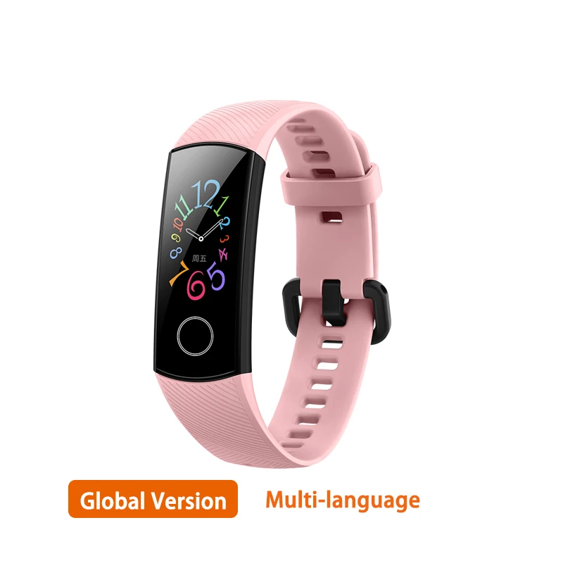 Смарт-браслет huawei Honor Band 5, глобальная версия AMOLED 0,95 '', сенсорный экран, 5 АТМ, умный браслет с кислородом для измерения пульса в крови - Цвет: Global Version Pink
