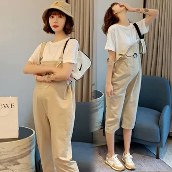 

New summer seven-point pregnant women patch cloth tied mother version of maternity clothes loose pregnant women's overalls
