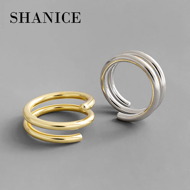 SHANICE 925 пробы Серебряное Открытое кольцо INS ниша линия три слоя дизайн ювелирные изделия для женщин молодой девушки ребенок подарки регулируемый
