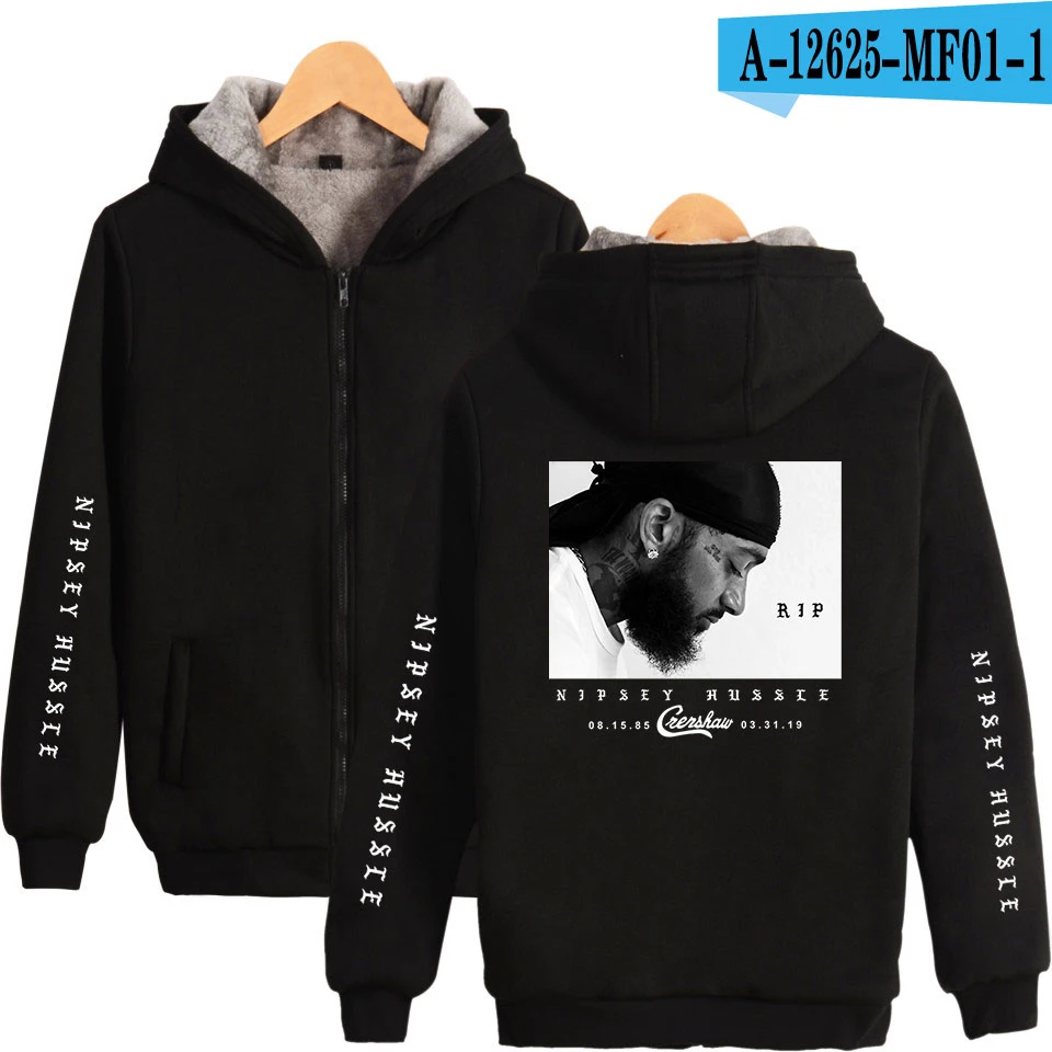 Новые Nipsey Hussle Kpop модные зимние толстовки с капюшоном на молнии для мужчин и женщин, куртки с длинным рукавом, толстые толстовки с капюшоном на молнии, топы - Цвет: black