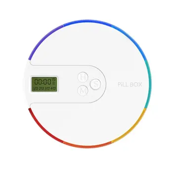 

Travel Medicine Organizer with 7-day Rainbow Digital Pill Box with Alarm 7 Rainbow Round a Week Timed Medicine Reminder