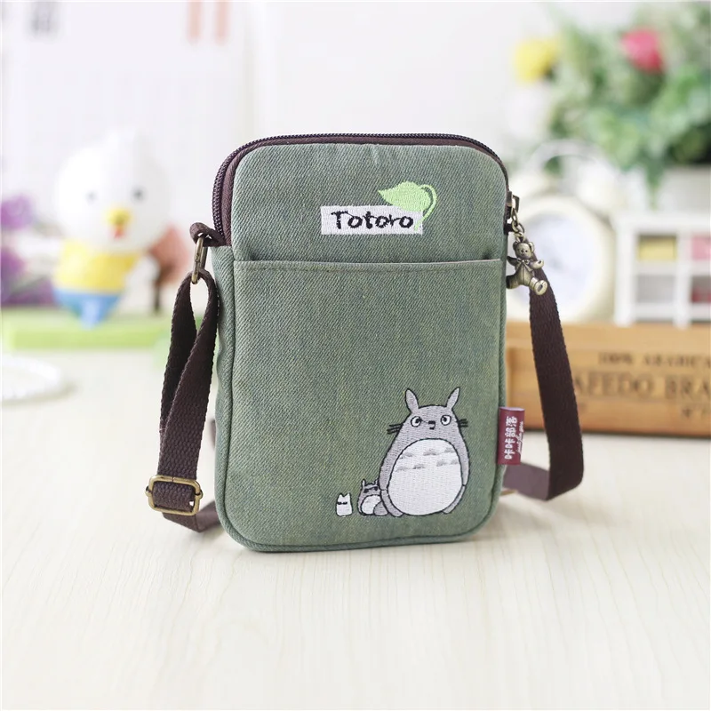 Totoro Shoulder Bag Cute Cartoon Animal Bear Embroidered Coin Purse Mini Crossbody Bags Women Girls Canvas Clutch Phone bag Gift |