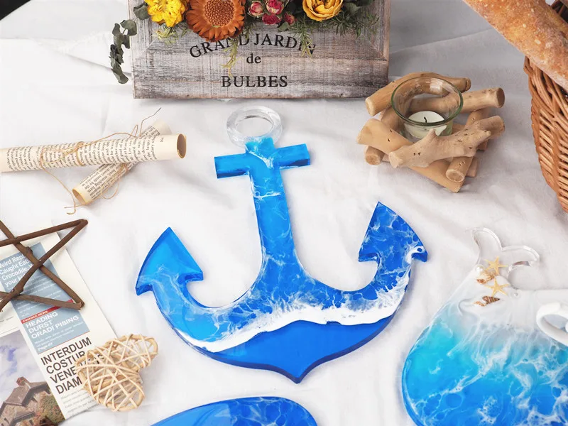 Crystal Epoxy Resin Mold Marine Series Anchor Turtle Whale Tray Handmade Mirror Swing Table Silicone Mould