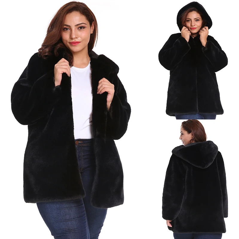 Высокое качество, большие размеры 6XL, модное женское пальто из искусственного меха, на молнии, с карманом, тонкая черная Толстая теплая меховая куртка, новинка