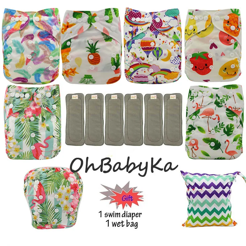 Памперсы Ohbabyka 6 шт. детские подгузники с карманами многоразовые Прямая