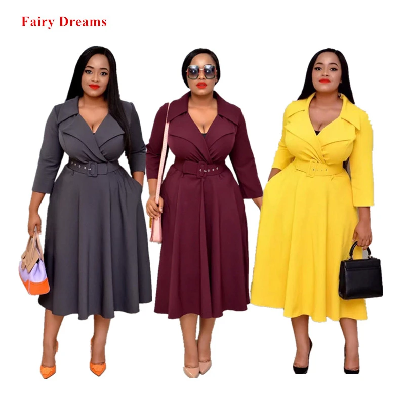 Women African Dress 2020 Spring Autumn Summer Ladies Office Midi Dresses  Gray Red Yellow Plus Size African Clothing XXXL|Africa Clothing| -  AliExpress