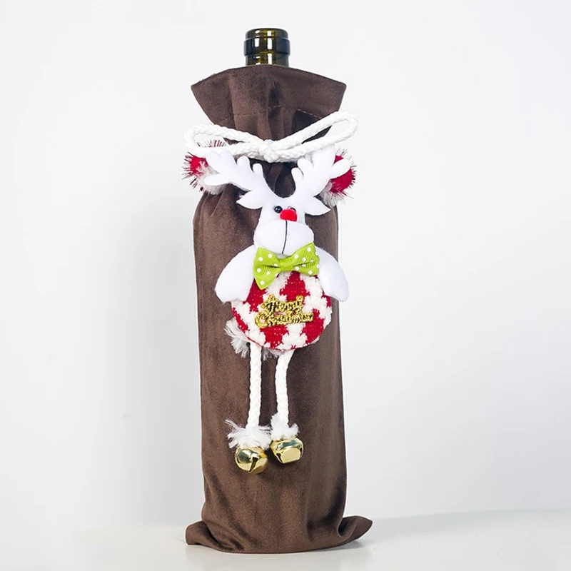 Трехмерная ткань для куклы сумки для винных бутылок Рождественская фланелевая украшение для бутылки шампанского Рождественская Домашняя