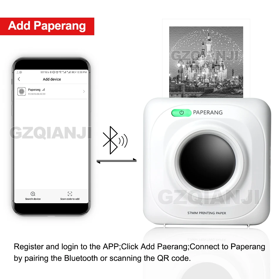 PAPERANG P1 принтер термальный фото Портативный Bluetooth 4,0 телефон беспроводное соединение мини карманные принтеры для iOS Android Windows