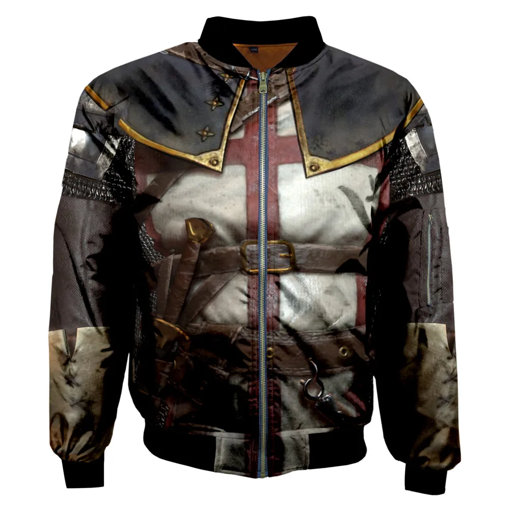 Blouson aviateur imprimé chevaliers templiers pour hommes