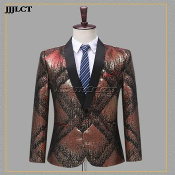 

Stage wear male singer trend colorful suit Europe and America men's jacquard suit ceremonies host dress costumes