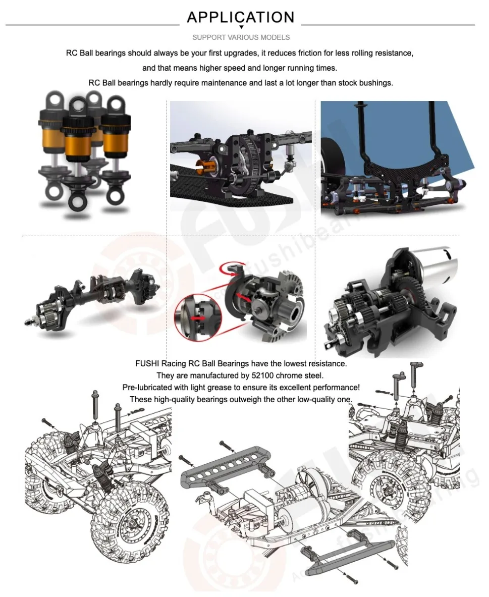 Conjunto de rolamento de esferas rc traxxas,