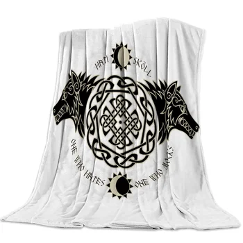 

Viking Wolf Totem Bedspread Blanket High Density Super Soft Flannel Blankets for Sofa Bed Car Portable
