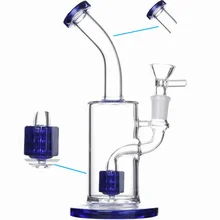 Verre à narguilé de haute qualité, conception intégrée, Tube de bol soudé ensemble, Transparent, outil de chicha, soudage manuel bleu