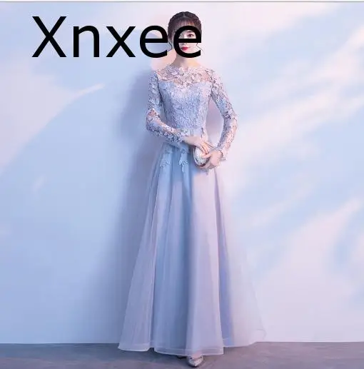Xnxee Половина рукава Роскошные кружевные аппликации Бисероплетение чай Длина платья размера плюс